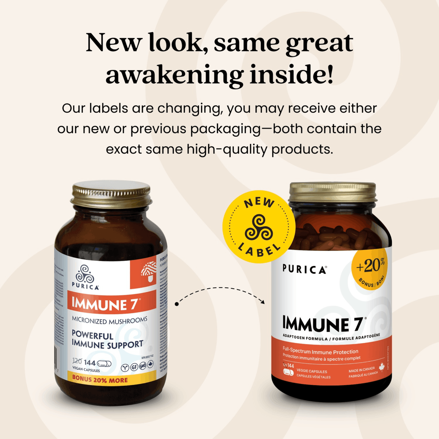 144 Vegetable Capsules | Purica Immune 7 New Look
