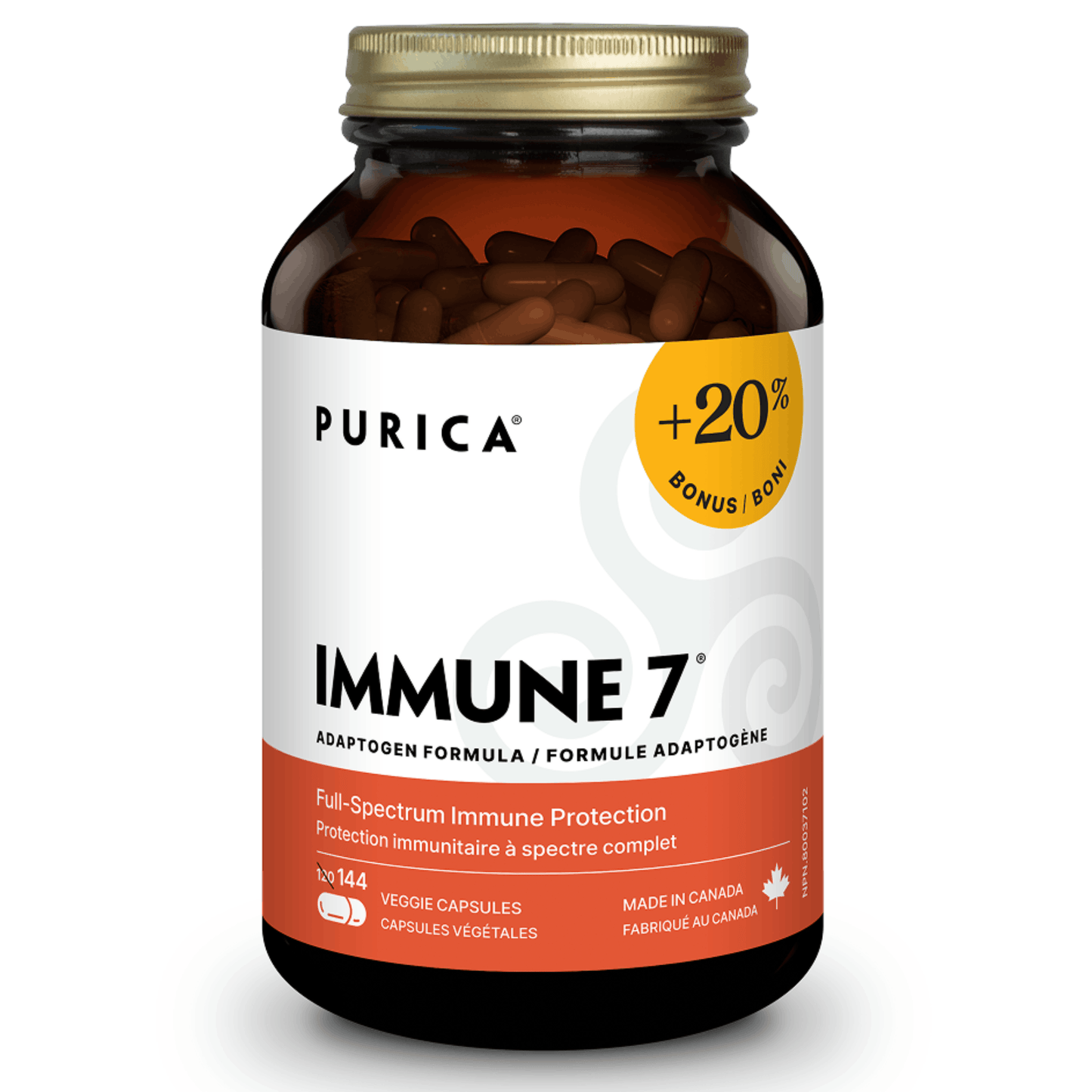 144 Vegetable Capsules | Purica Immune 7