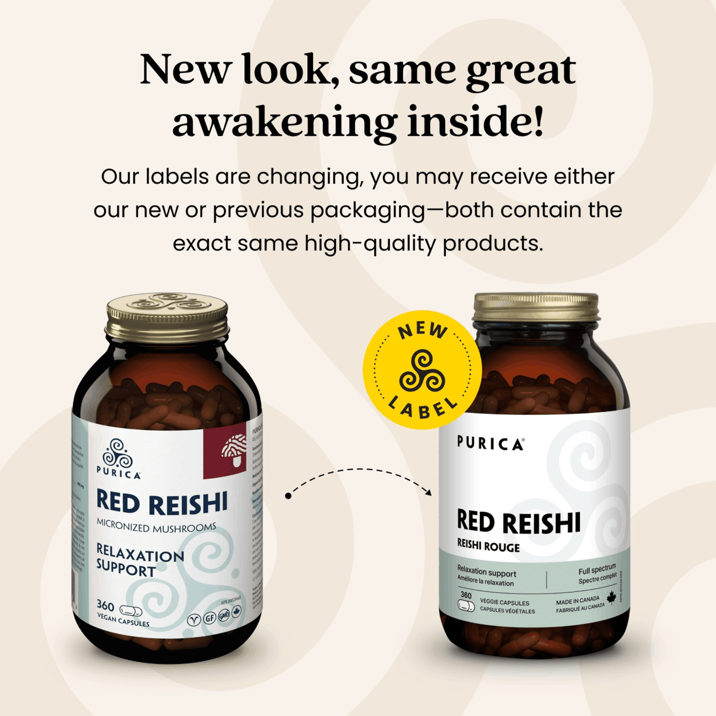 120 Vegatable Capsules | Purica Red Reishi New Look