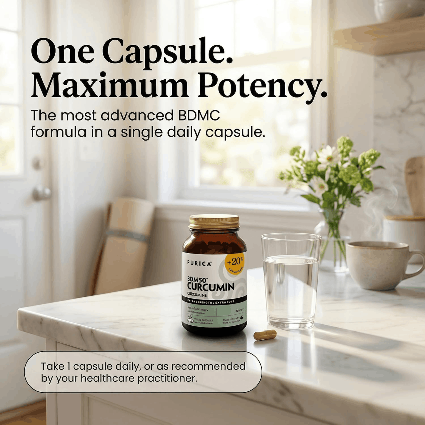 72 Vegetable Capsules | Purica BDM50 Curcumin Extra Strength Benefits
