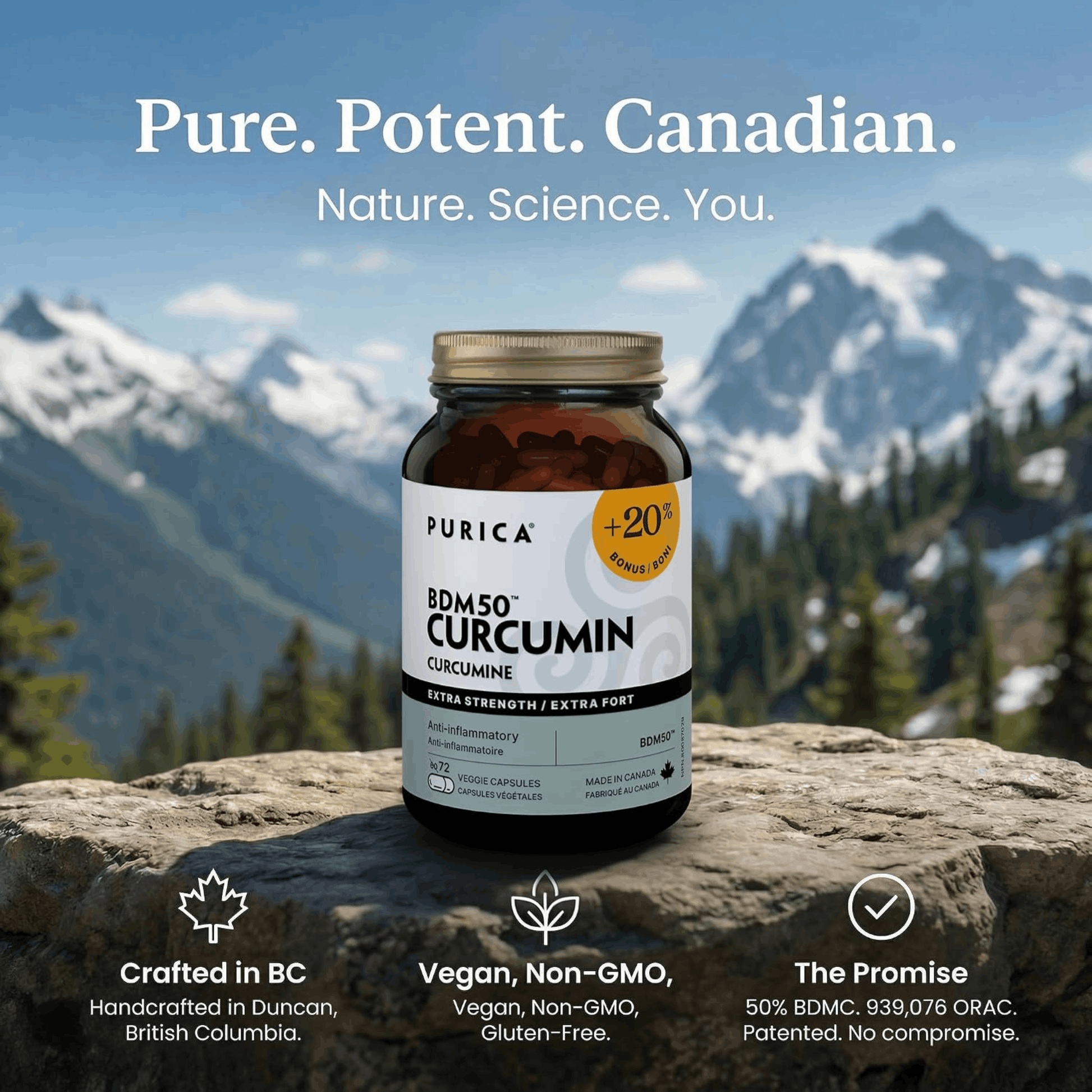 72 Vegetable Capsules | Purica BDM50 Curcumin Extra Strength Benefits