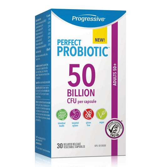 30 Delayed Release Vegetable Capsules |Progressive Perfect Probiotic 50 Billion CFU per capsule 30 delayed release box