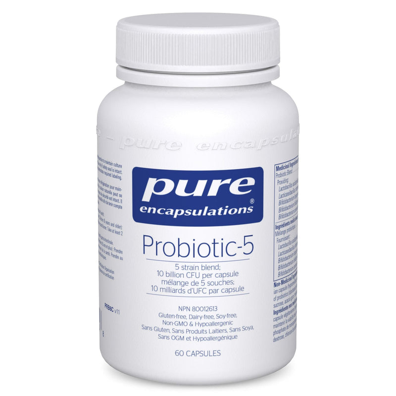 Pure Encapsulations Probiotic-5, 10 Billion CFU, GI and Immune Health, Soy and Dairy Free, Refrigerated, 60 Capsules