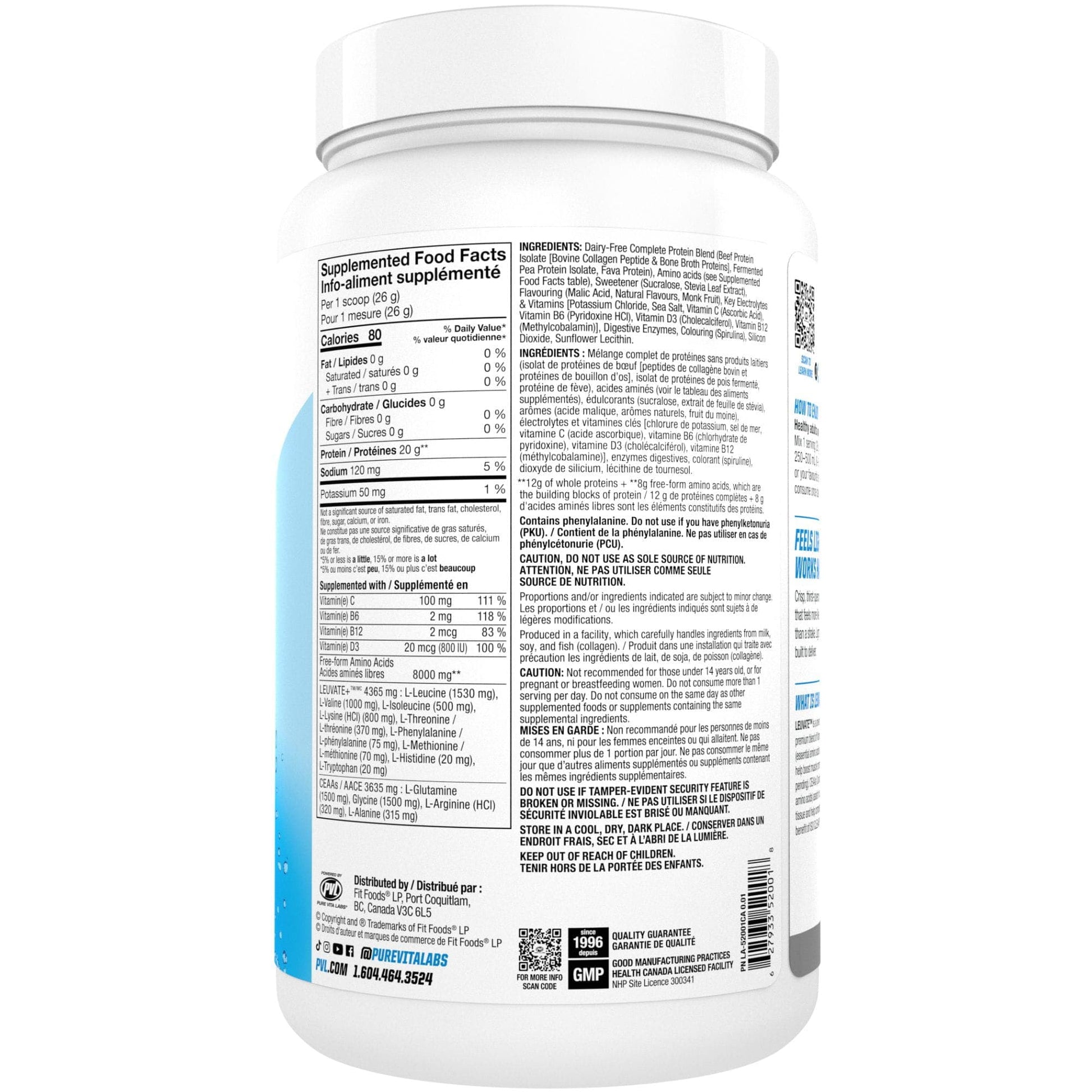 650g Blue Slushie | ISO Cleaar Clear Protein Nutrition Facts and Back Label