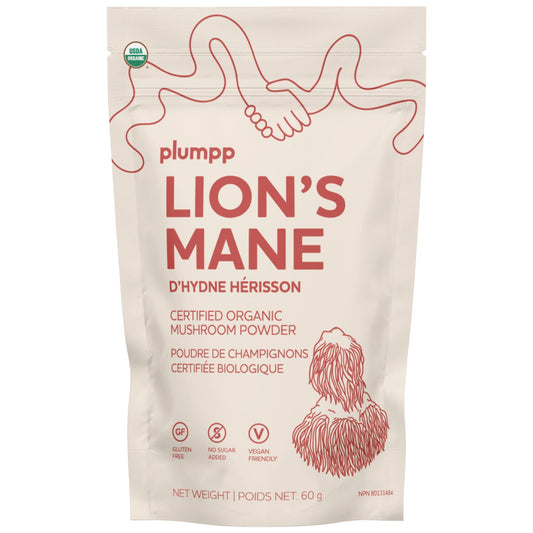 Plumpp Organic Lion's Mane Mushroom Powder, Nootropic Support for Memory, Focus and Cognitive Health, 60g