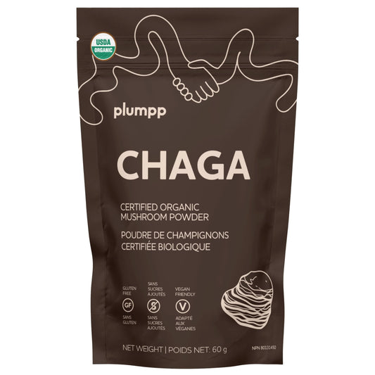 Plumpp Organic Chaga Mushroom Powder, 3000mg Antioxidant and Immune Support Per Serving, 60g