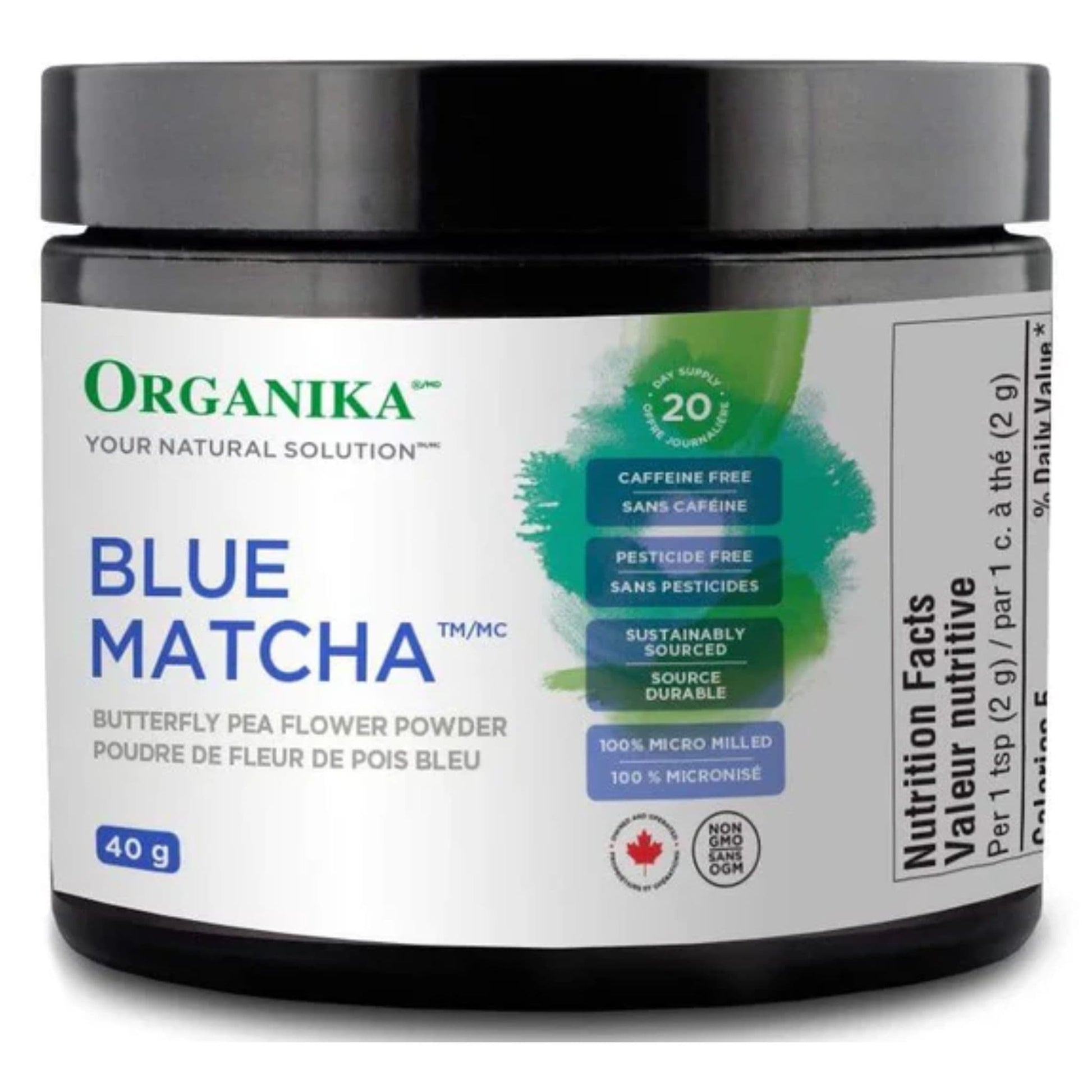 40 g | Organika Blue Matcha Butterfly Pea Flower Powder
