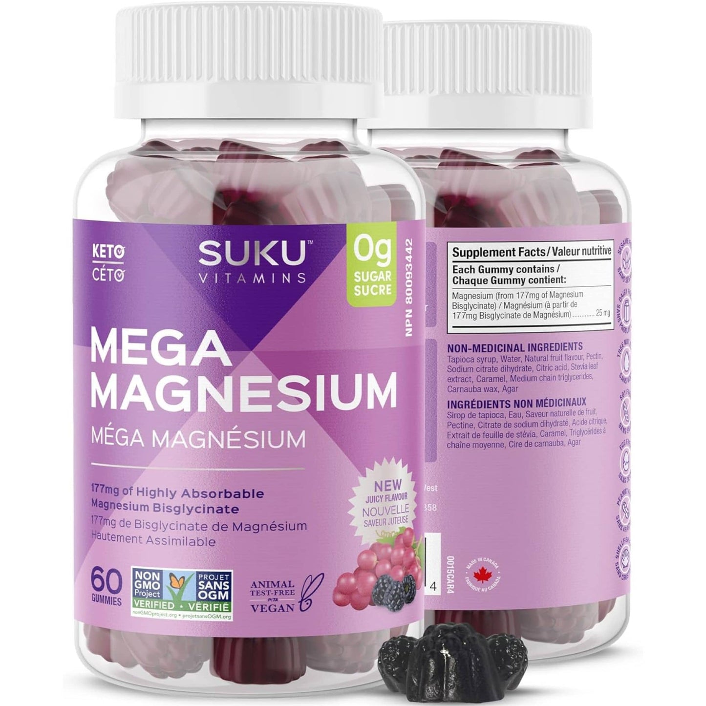 Mixed Berry Flavour, 60 Gummies | Mega Magnesium Gummies (Magnesium Bisglycinate 177mg)