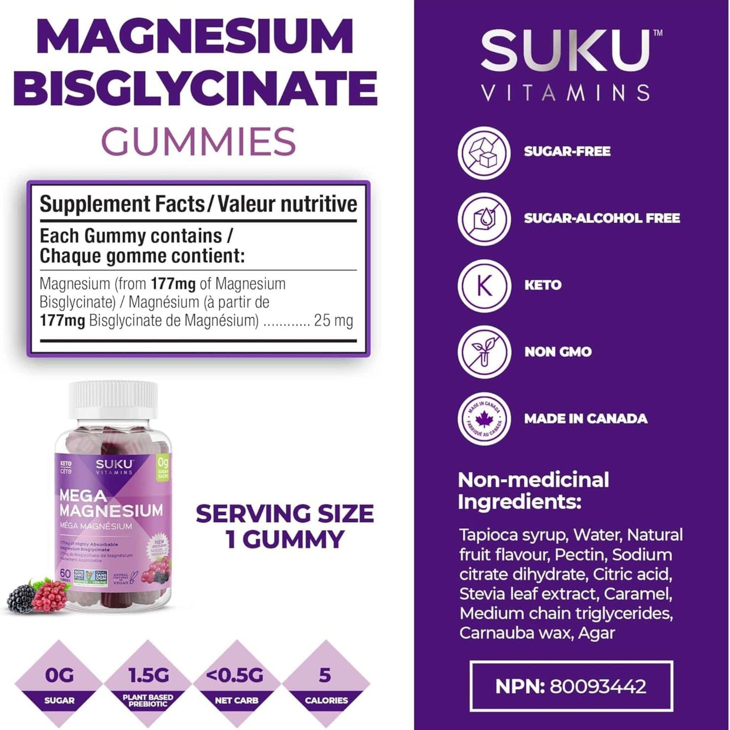 Mixed Berry Flavour, 60 Gummies | Mega Magnesium Gummies (Magnesium Bisglycinate 177mg)