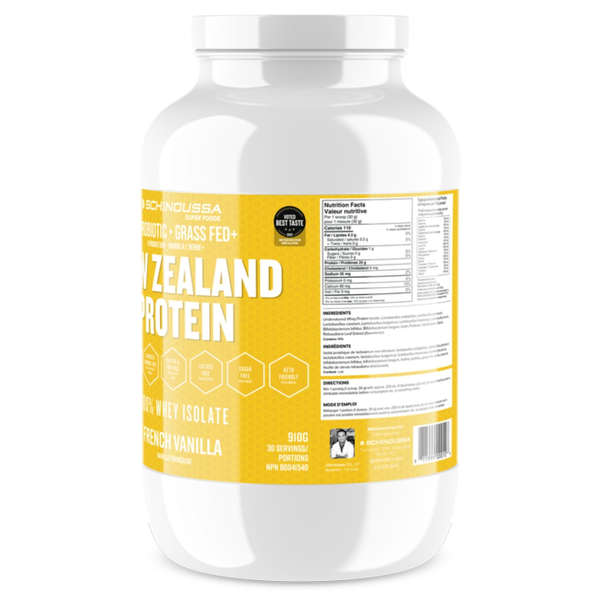 Schinoussa Probiotic Grass Fed New Zealand Protein, 910g