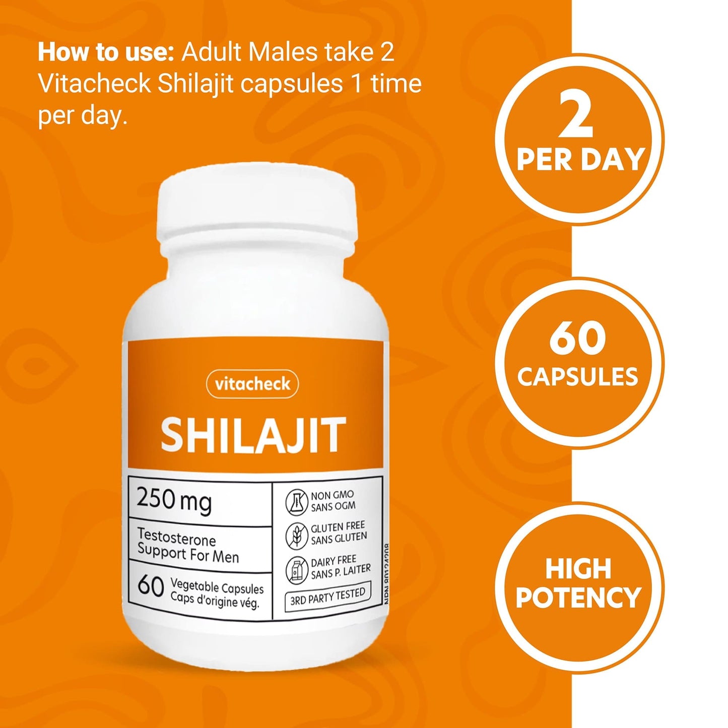 Vitacheck Shilajit 250mg, 50% Fulvic Acid, Natural Testosterone Booster for Men, Supports Energy, Strength and Hormonal Balance, 60 Vegetable Capsules CLEARANCE 25% Off Exp 6/28 Final Sale