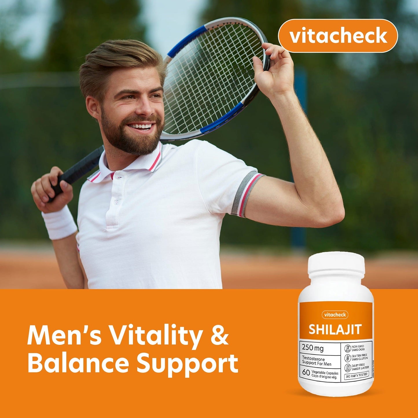 Vitacheck Shilajit 250mg, 50% Fulvic Acid, Natural Testosterone Booster for Men, Supports Energy, Strength and Hormonal Balance, 60 Vegetable Capsules CLEARANCE 25% Off Exp 6/28 Final Sale
