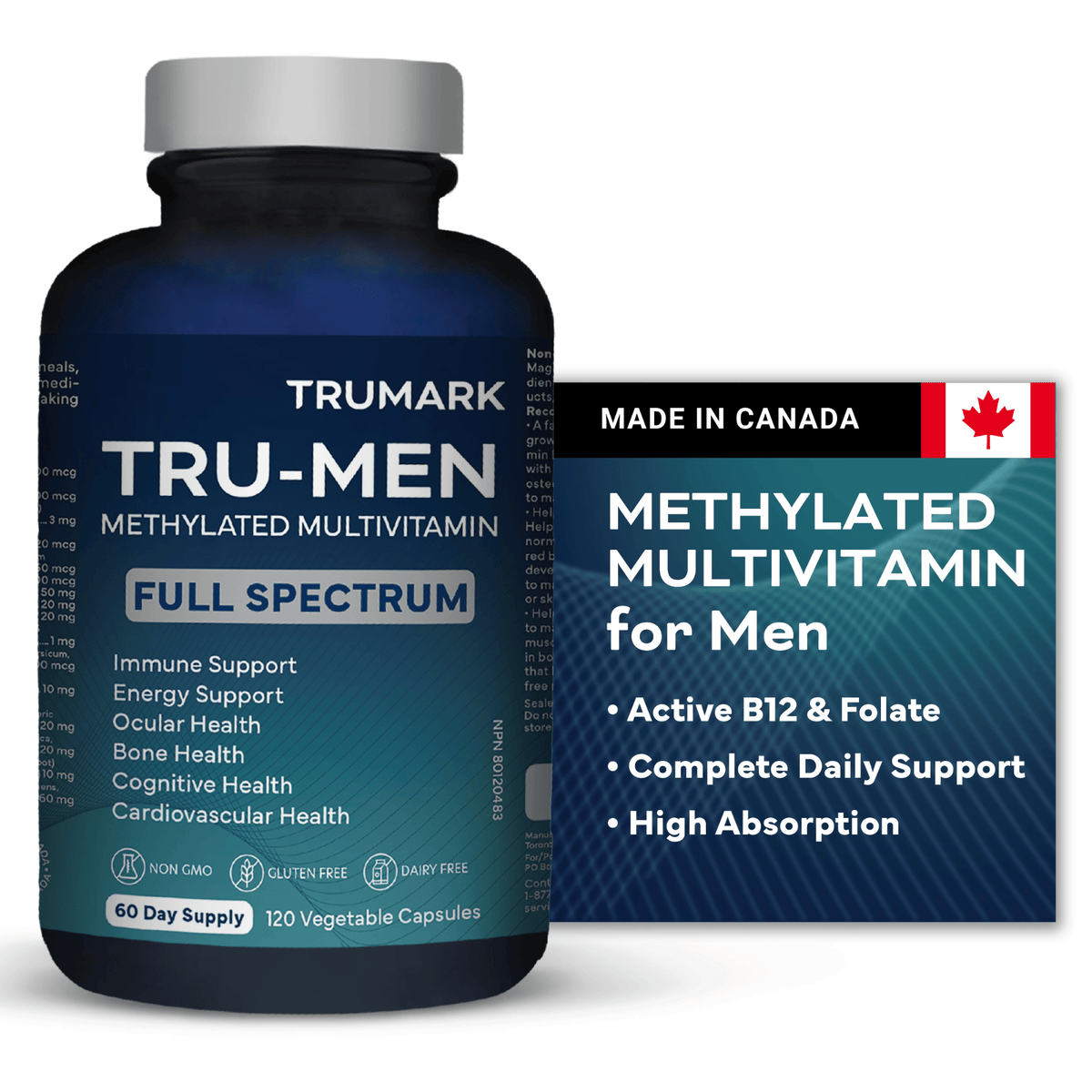 TRUMARK TRU-MEN Methylated Multivitamin, 120 Capsules