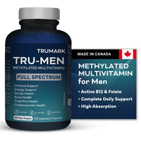 TRUMARK TRU-MEN Methylated Multivitamin for Men, High Potency, Daily Energy, Heart, Cognitive, Immune Support, 60 Day Supply, 120 Capsules