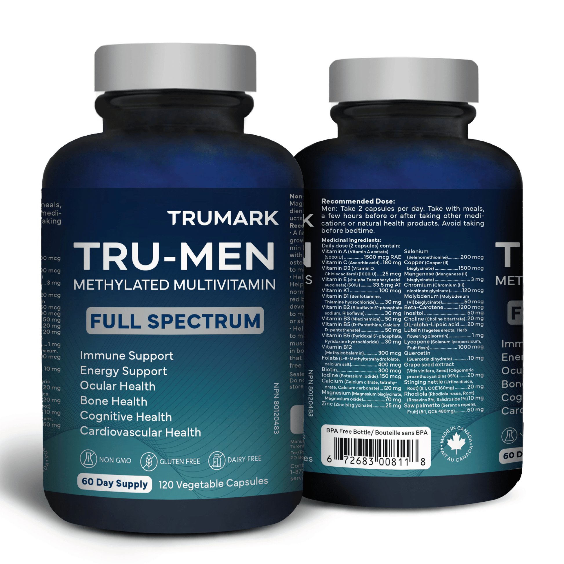120 Vegetable Capsules | TRUMARK TRU-MEN Methylated Multivitamin Full Spectrum