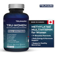 TRUMARK TRU-WOMEN Methylated Multivitamin for Women, Bioactive High Potency Daily Support for Energy, Mood, Hormones, Immunity, 60 Day Supply, 120 Vegetable Capsules