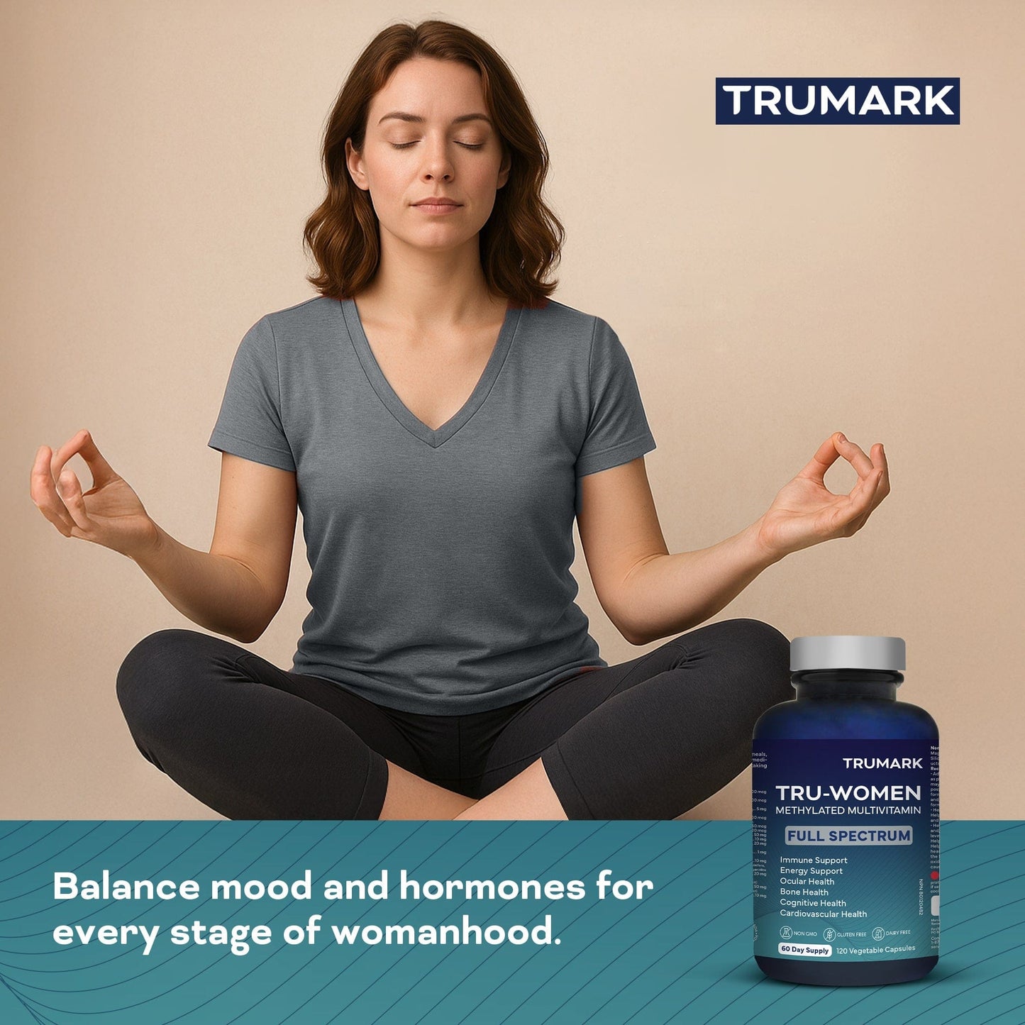 120 Vegetable Capsules | TRUMARK TRU-WOMEN Methylated Multivitamin for Women Lifestyle Image