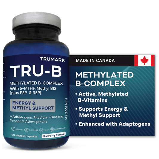 90 Vegetable Capsules | TRUMARK TRU-B Methylated B Complex with 5-MTHF, Methyl B12, P5p and R5P