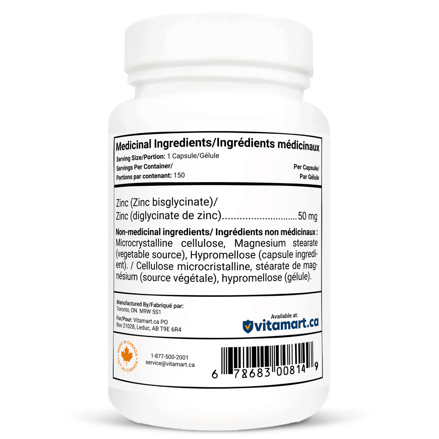 150 Vegetable Capsules | Vitacheck Zinc Bisglycinate