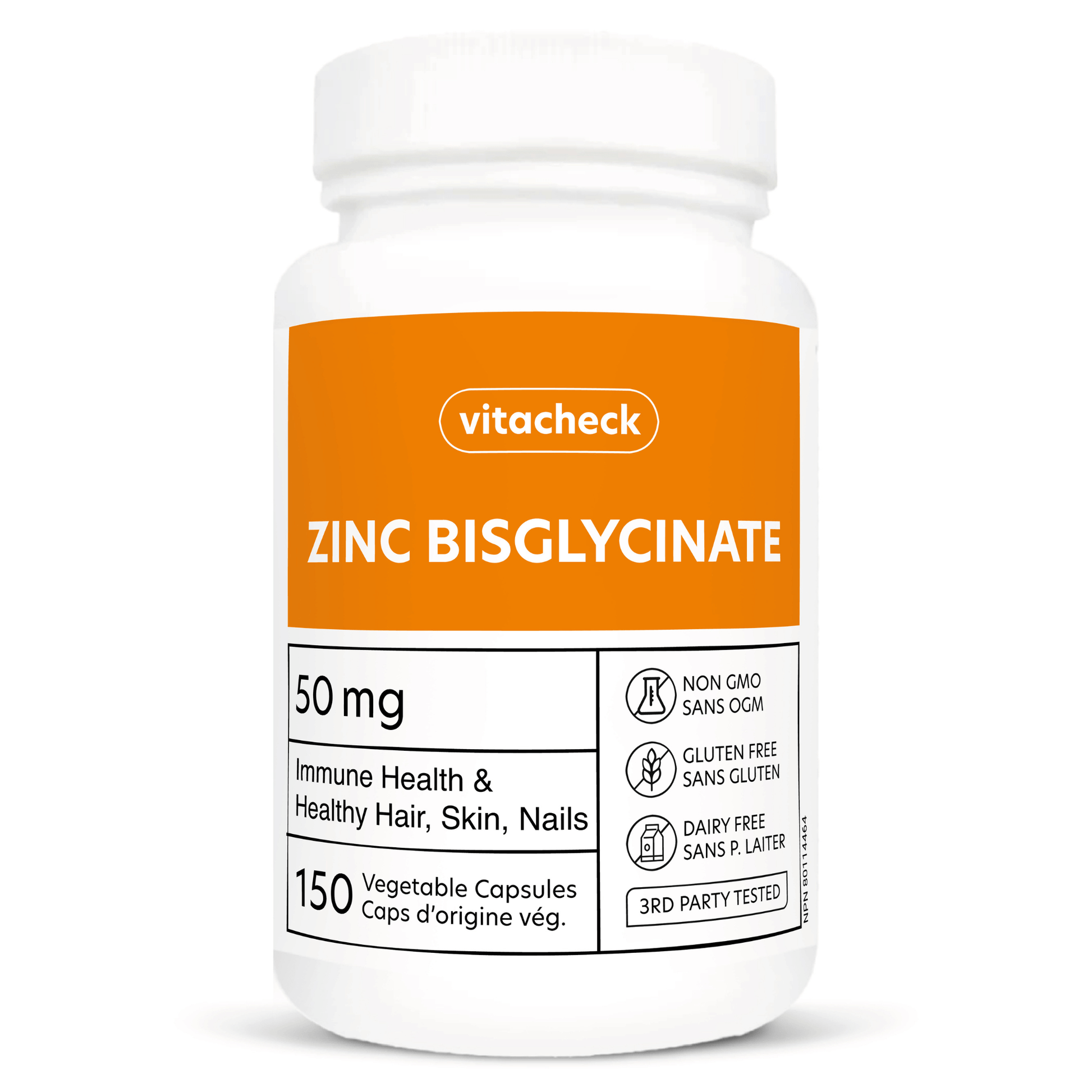 150 Vegetable Capsules | Vitacheck Zinc Bisglycinate