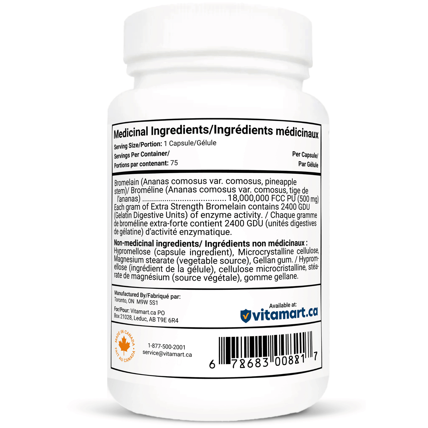 75 Delayed Release Vegetable Capsules | Vitacheck Bromelain