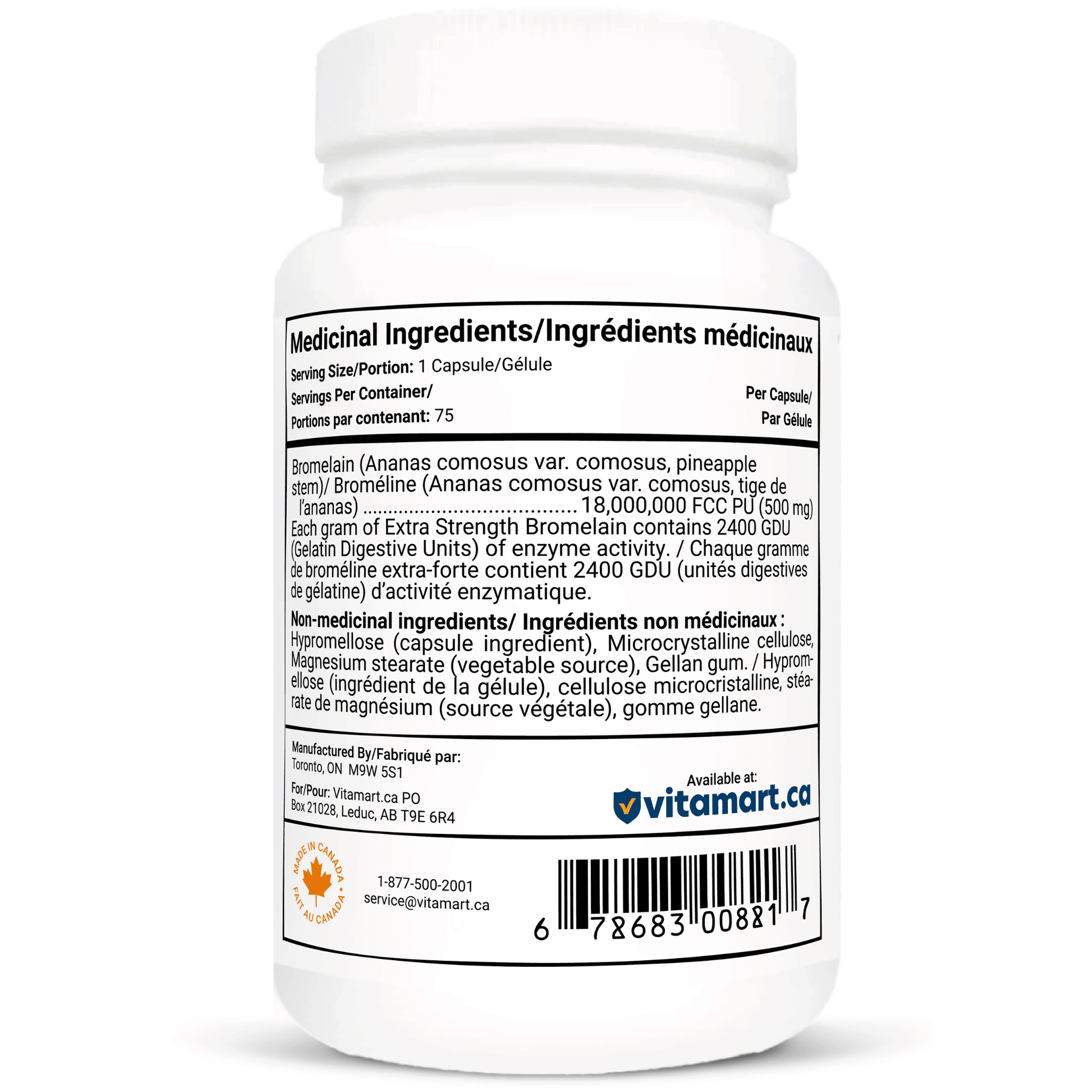 75 Delayed Release Vegetable Capsules | Vitacheck Bromelain