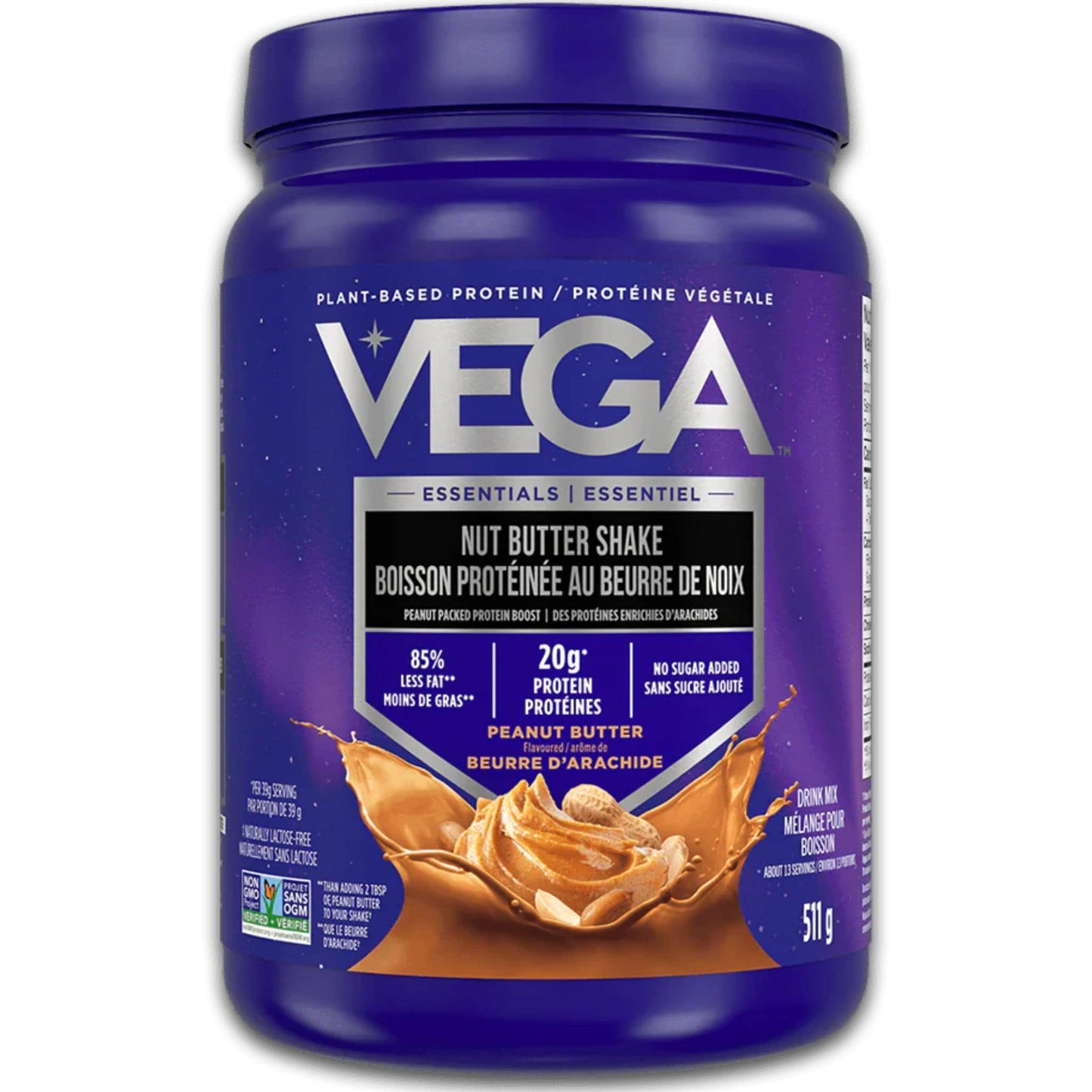 Peanut Butter Flavour, 511g | VEGA Nut Butter Shake, Plant-Based Protein Powder