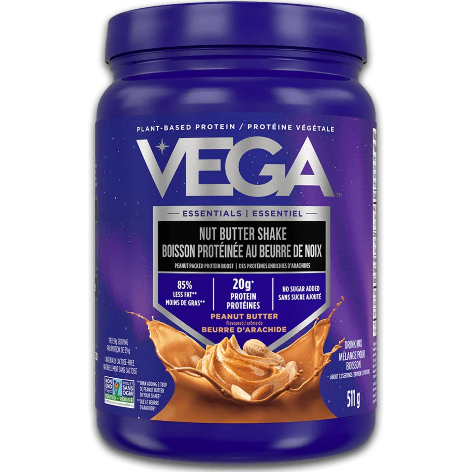 Peanut Butter Flavour, 511g | VEGA Nut Butter Shake, Plant-Based Protein Powder