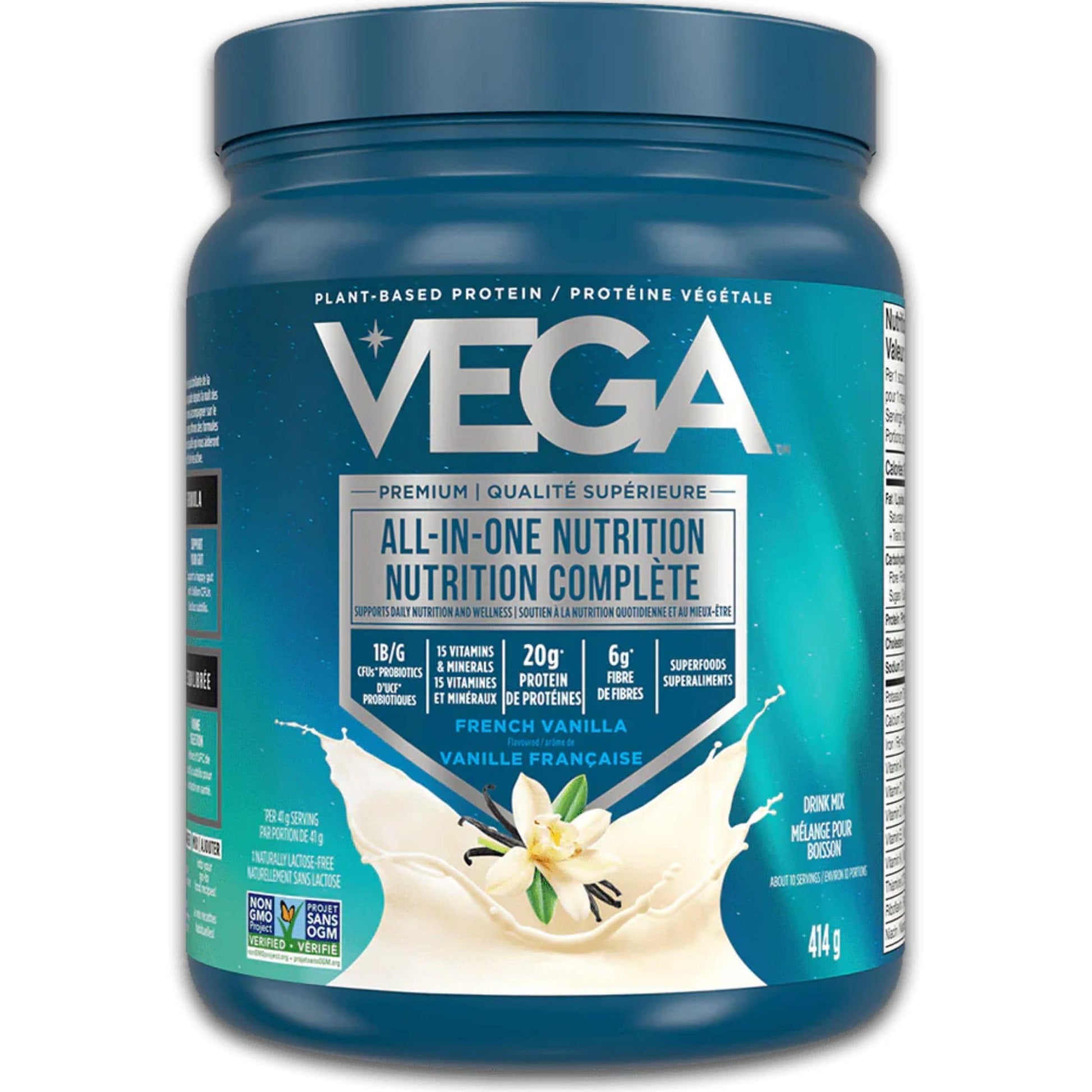 French Vanilla Flavour, 414g | Vega All-In-One Nutrition, Plant-Based Protein