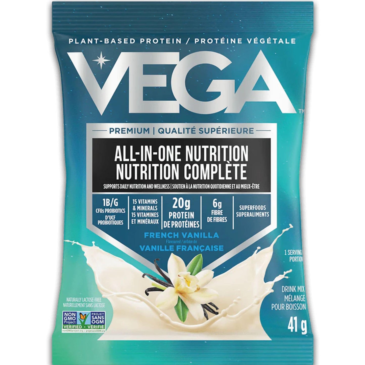 French Vanilla Flavour, 10x41g | VEGA All-In-One Nutrition Plant-Based Protein