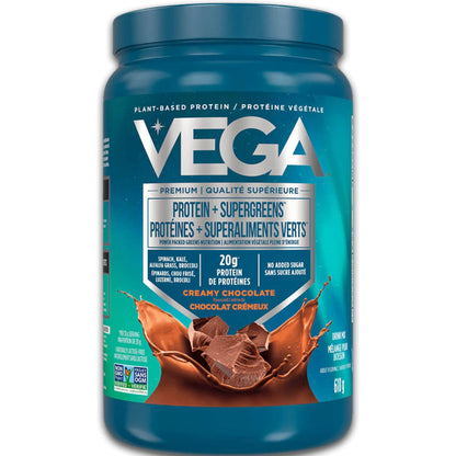 Creamy Chocolate Flavour, 618g | VEGA Protein + Supergreens, Plant-Based Protein Powder