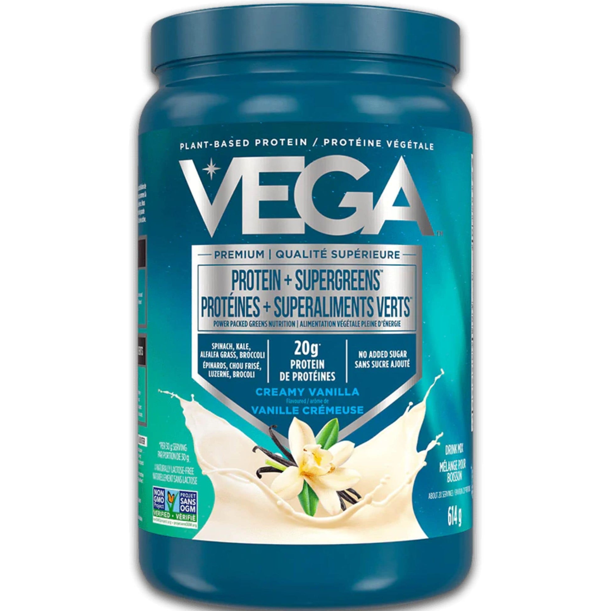 Creamy Vanilla Flavour, 614g | VEGA Protein + Supergreens, Plant-Based Protein Powder