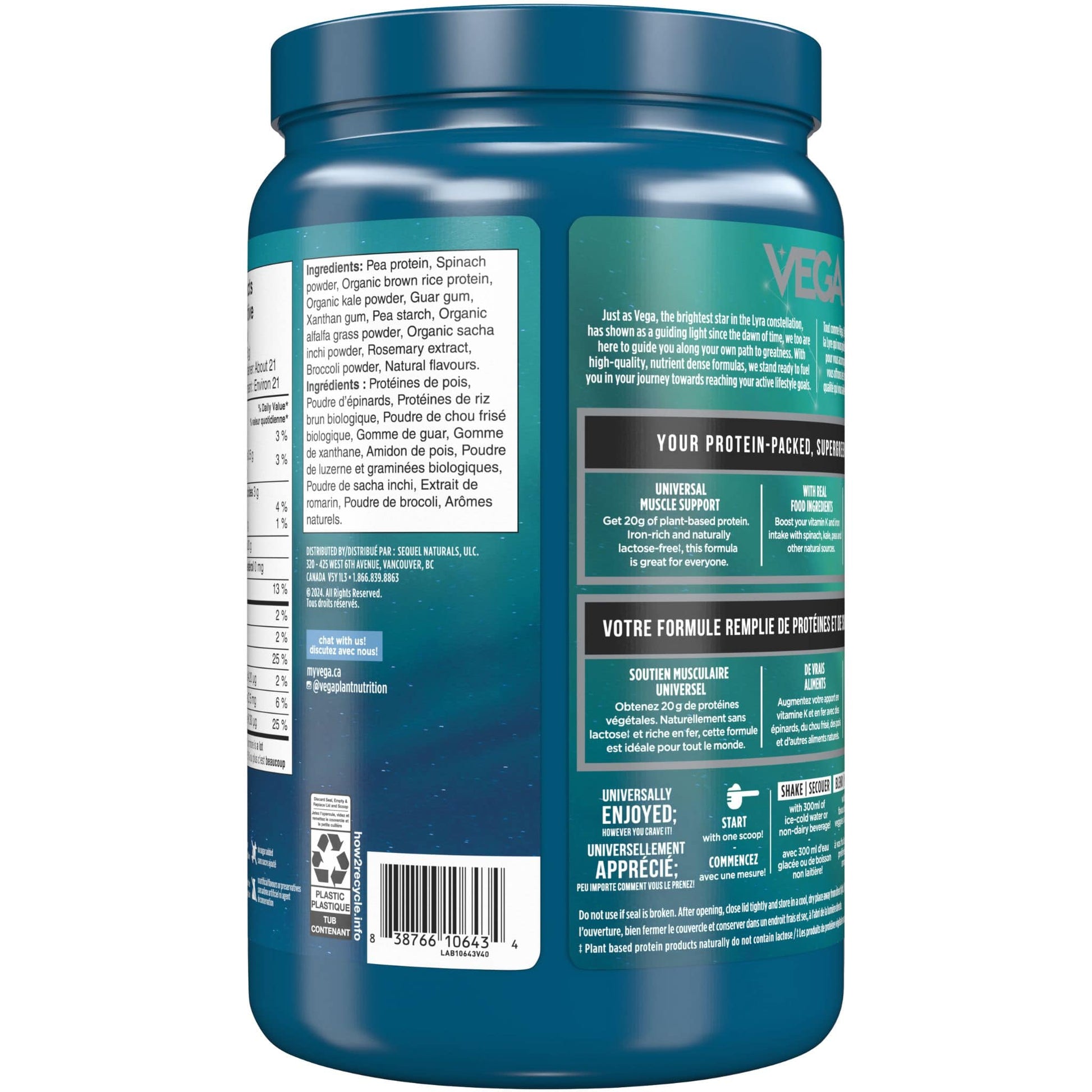 Natural Flavour, 586g | VEGA Protein + Supergreens, Plant-Based Protein Powder