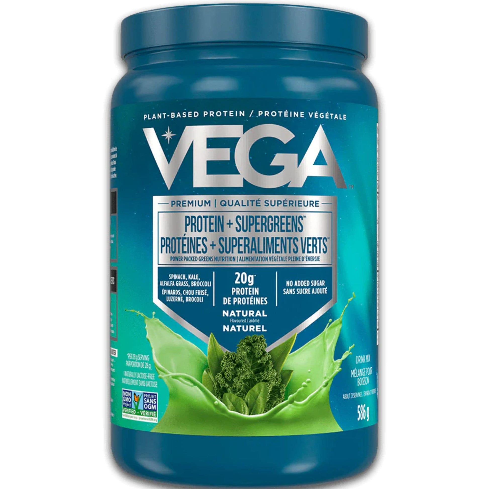 Natural Flavour, 586g | VEGA Protein + Supergreens, Plant-Based Protein Powder