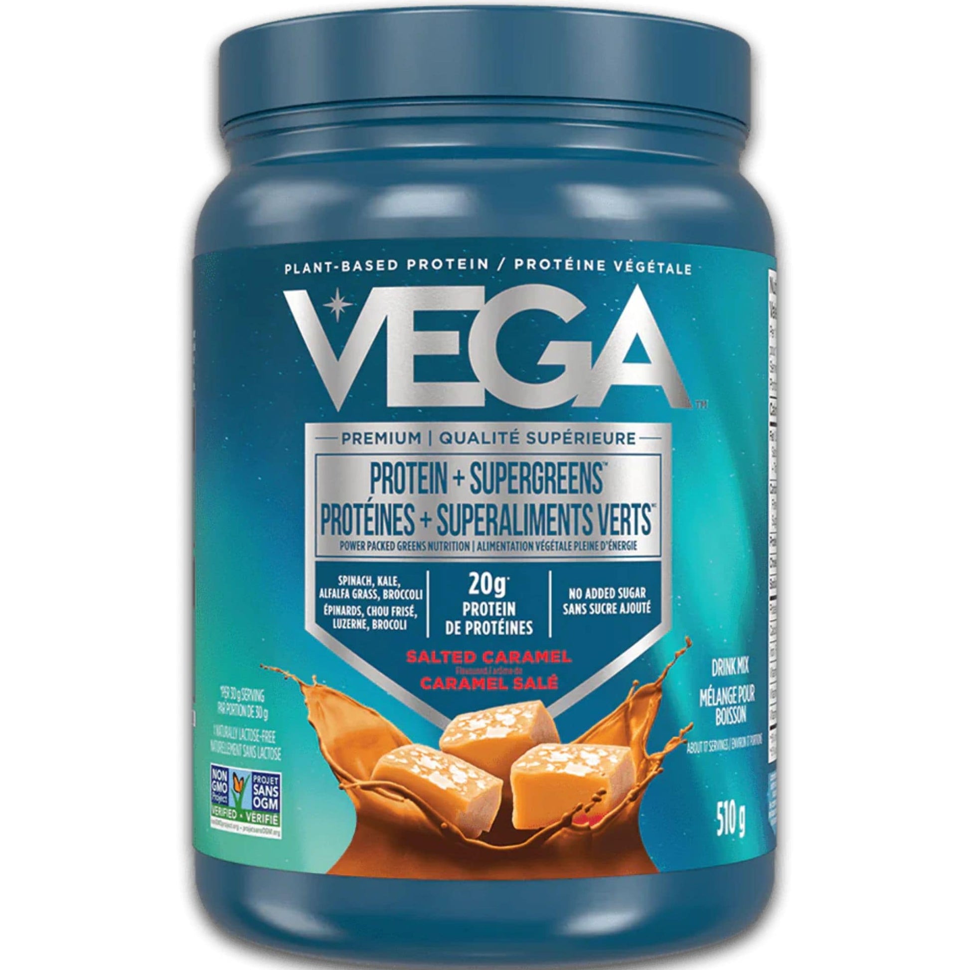 Salted Caramel Flavour, 510g | VEGA Protein + Supergreens, Plant-Based Protein Powder