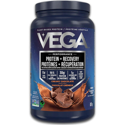 Creamy Chocolate Flavour, 837g | VEGA Performance Protein + Recovery, Plant-Based Protein Powder