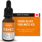 Vitacheck Vitamin D3 + K2 Liquid Drops in Organic MCT Oil, Vitamin D3 1000IU and K2 100mcg, 1364 Drops, 30ml