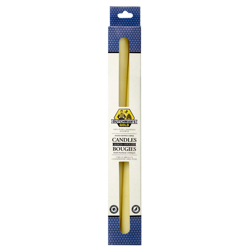 Dutchman's Gold Beeswax Taper Candles, 10 Inch, 2 Pack