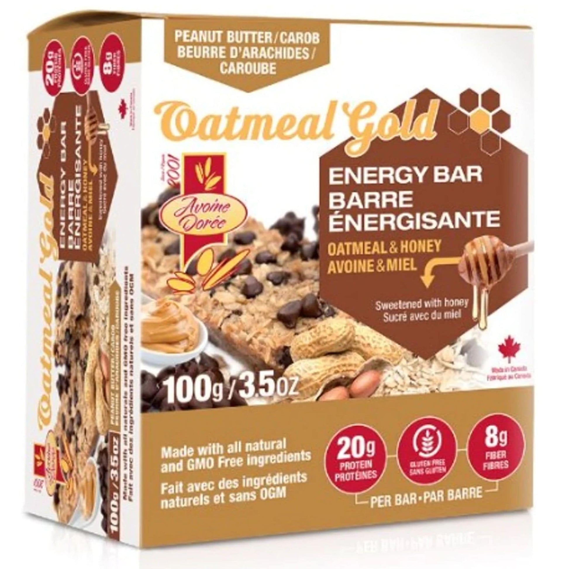 12 x 100g Peanut Butter Carob | Oatmeal Gold All Natural Energy Bar