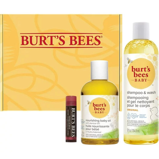 Burts Bees Baby and Mom Fall 3 Piece Gift Set, Baby Wash, Baby Oil & Tinted Shea Butter Lip Balm, CLEARANCE 50% Off FINAL SALE