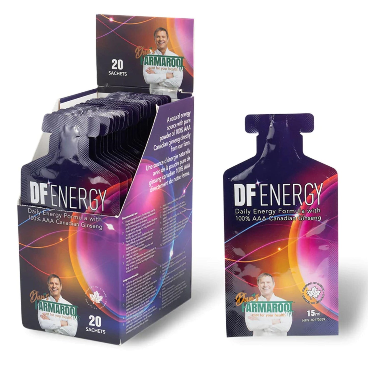 Box of 20 | Dan's Farmaroot DF Energy with AAA Canadian Ginseng Box of 20 liquid sachets