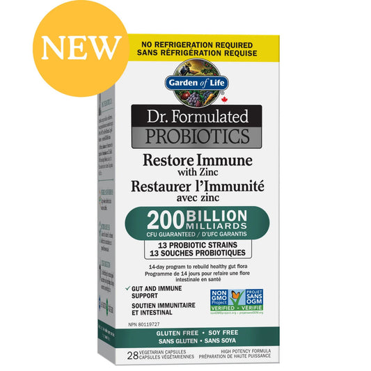 28 Vegetable Capsules | Garden of Life Dr. Formulated Probiotiocs Restore Immune with Zinc
