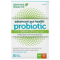 Genuine Health Advanced Gut Health Probiotic, 15 Billion CFU, Shelf and Refrigerator Stable