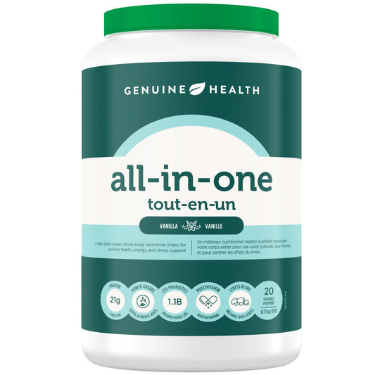 Genuine Health All-in-One Daily Whole Body Shake, Vegan Protein Powder, 20 Servings