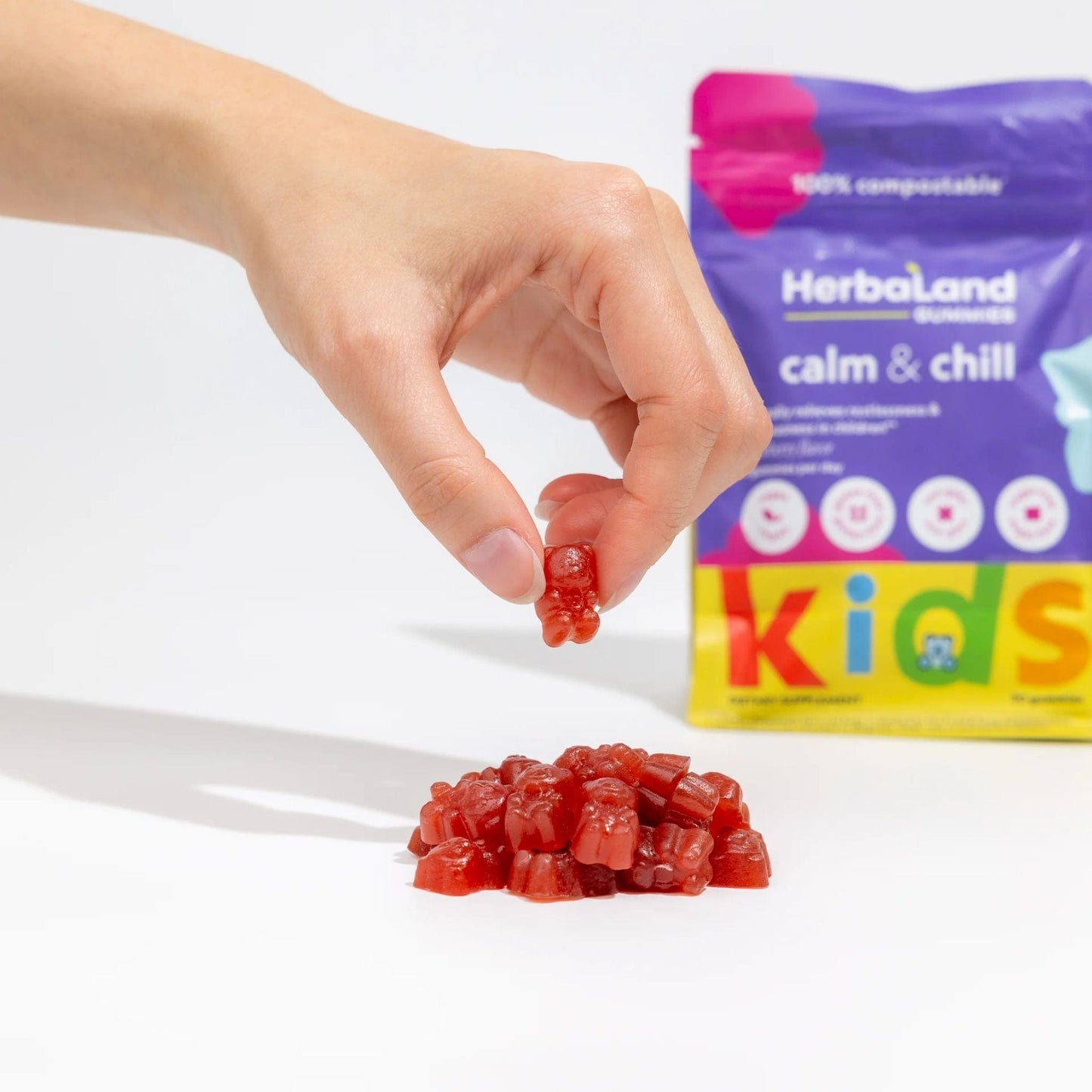 Herbaland Calm & Chill Gummies for Kids, Naturally relieve restlessness and nervousness, 90 Gummies