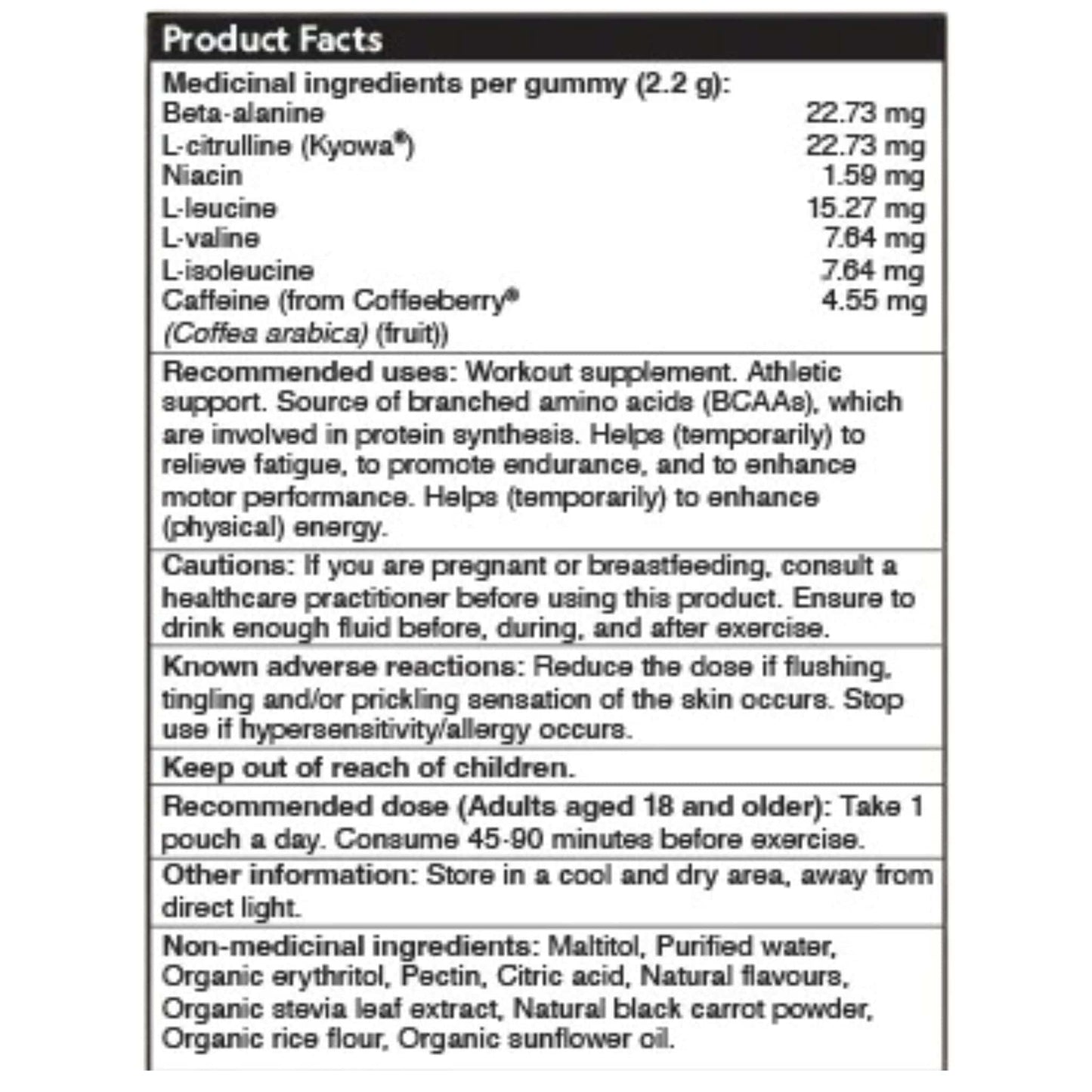 Herbaland Pre-workout Gummies, 100mg of Caffeine