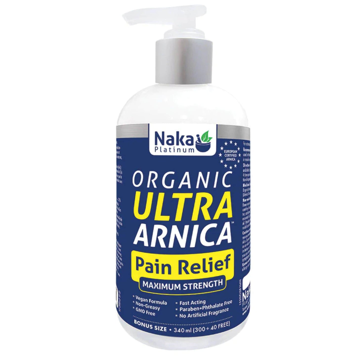 340ml | Naka Platinum Organic Ultra Arnica Pain Relief Maximum Strength 340ml bottle