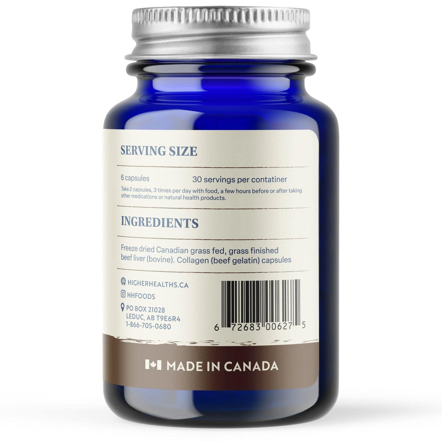 Higher Healths Grass-Fed Beef Liver 500mg, 180 Capsules