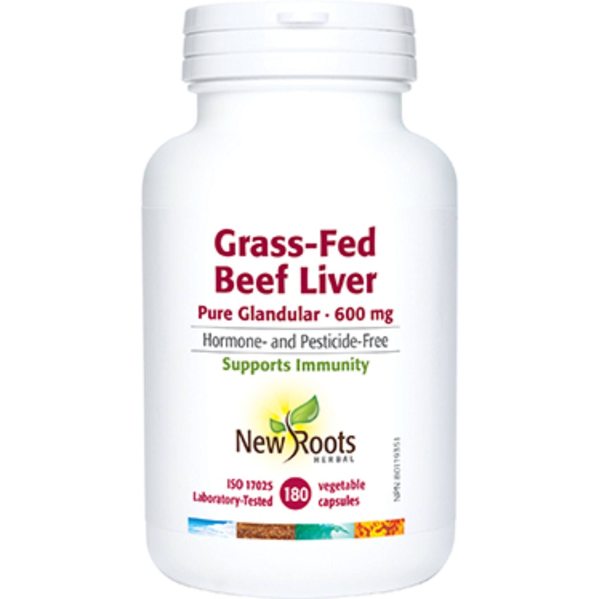 New Roots Grass-Fed Beef Liver Raw Glandular 600mg Capsules