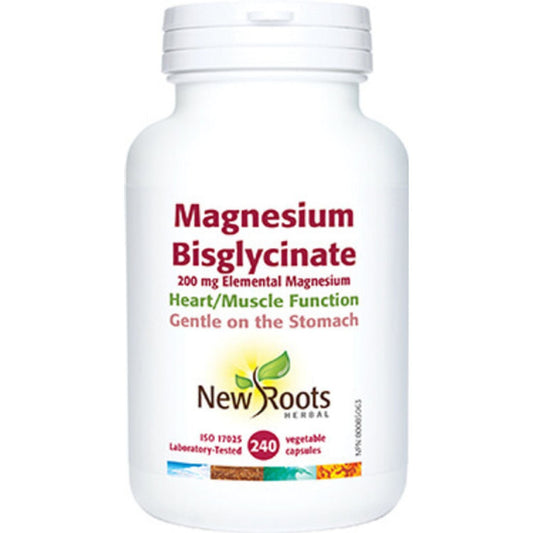 New Roots Magnesium Bisglycinate 200 mg Elemental Magnesium, 240 Capsules